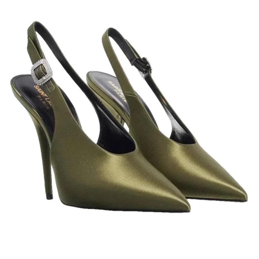 Saint Laurent Green Pointed-Toe Heels